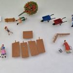 KF98 H0 1: 87 Preiser + Auhagen kerti kiegészítők - figurák, fa, talicska, kút, locsoló kanna, stb. fotó