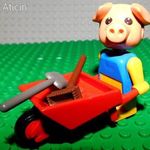 Lego 325 - 3615 Percy Pig with his Barrow - Malac Marci és talicskája. Fabuland legó játék, 1979-ből fotó