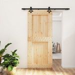 tömör fenyőfa tolóajtó fémszerelék szettel 90 x 210 cm fotó