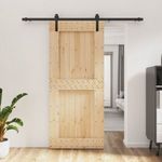 tömör fenyőfa tolóajtó fémszerelékszettel 90 x 210 cm fotó