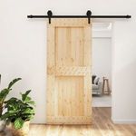tömör fenyőfa tolóajtó fémszerelék szettel 90 x 210 cm fotó