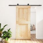 tömör fenyőfa tolóajtó fémszerelékszettel 90 x 210 cm fotó