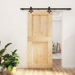 tömör fenyőfa tolóajtó fémszerelék szettel 90 x 210 cm fotó
