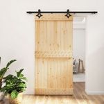 tömör fenyőfa tolóajtó fémszerelék szettel 100 x 210 cm fotó
