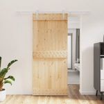 tömör fenyőfa tolóajtó fémszerelék szettel 90 x 210 cm fotó