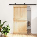 tömör fenyőfa tolóajtó fémszerelékszettel 100 x 210 cm fotó
