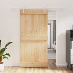 tömör fenyőfa tolóajtó fémszerelék szettel 100 x 210 cm fotó