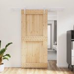 tömör fenyőfa tolóajtó fémszerelék szettel 95 x 210 cm fotó