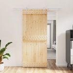 tömör fenyőfa tolóajtó fémszerelék szettel 90 x 210 cm fotó