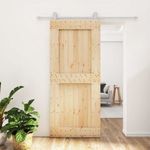 tömör fenyőfa tolóajtó fémszerelék szettel 90 x 210 cm fotó