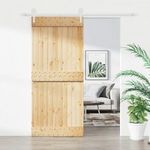 tömör fenyőfa tolóajtó fémszerelék szettel 90 x 210 cm fotó