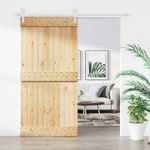 tömör fenyőfa tolóajtó fémszerelék szettel 100 x 210 cm fotó