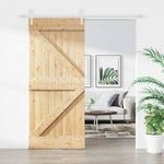 tömör fenyőfa tolóajtó fémszerelék szettel 90 x 210 cm fotó