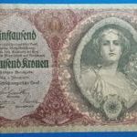 1922 -es ropogós papírú 5.000 Korona bankó Osztrák - Magyar bank RITKÁBB !!! VF (L2000) fotó
