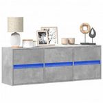 betonszürke falra szerelhető TV-szekrény LED-del 130x31x45 cm fotó