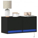 fekete fali TV-szekrény LED-világítással 80x31x35 cm fotó