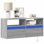 szürke sonoma színű fali TV-szekrény LED-del 100x31x45 cm fotó