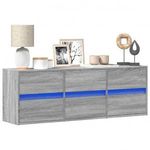 szürke sonoma színű fali TV-szekrény LED-del 130x31x45 cm fotó
