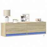sonoma tölgy színű fali TV-szekrény LED-ekkel 140 x 31 x 38 cm fotó