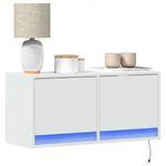 fehér falra szerelhető TV-szekrény LED-lámpákkal 80x31x35 cm fotó