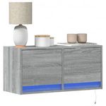 szürke sonoma színű fali TV-szekrény LED-del 80x31x35 cm fotó