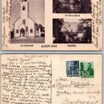 Albert-Irsa, kastély, hősök szobra, ev. templom. 1943 képeslap, képeslevelezőlap fotó