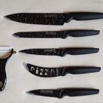 Royalty+Line fekete nyelű 5 részes késkészlet szeletelő kerámia élű hámozó szakács, pizza kés fotó