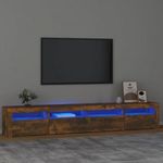 füstös tölgy színű TV-szekrény LED-lámpákkal 240x35x40 cm fotó