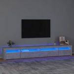 betonszürke TV-szekrény LED lámpákkal 270x35x40 cm fotó