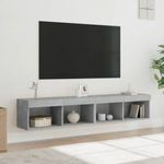 2 db betonszürke TV-szekrény LED-világítással 80x30x30 cm fotó