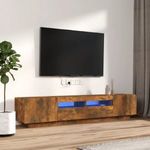 2 részes füstös tölgy színű fa TV-szekrény szett LED-lámpákkal fotó