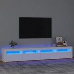 fehér TV-szekrény LED-lámpákkal 240x35x40 cm fotó