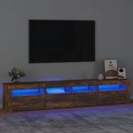 füstös tölgy színű TV-szekrény LED-világítással 210x35x40 cm fotó