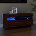 barna tölgyszínű TV-szekrény LED-világítással 80 x 35 x 40 cm fotó