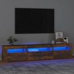 füstös tölgy színű TV-szekrény LED-világítással 195x35x40 cm fotó