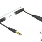 DeLock Coiled Cable Extension 3 pin 6.35 mm Stereo Jack male to Stereo Jack female 2m Black 85938... fotó