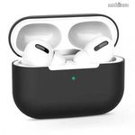 Szilikon védő tok Apple AirPods Pro 1, 2-höz, Műanyag, Ütésálló, Töltőnyílás, Fekete fotó