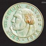 1933 A Martin Luther ezüst 2 márka! Szép állapotban! Zöldes patina! KM# 79 fotó