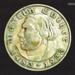 1933 D Martin Luther ezüst 2 márka! Ritkább! Patina! fotó
