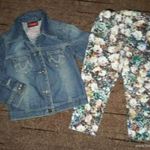 MEXX koptatott farmer dzseki + ZARA virágos tregging + NEXT flitteres póló 3-4 év 104 fotó