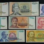 Jugoszláv 1993-as „októberi” dinár sor: 5000-5000000000 (F+/EF+) | 8 db bankjegy fotó