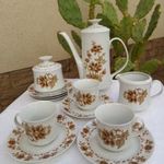 Alföldi porcelán_barna leveles kávéskészlet_ÚJ fotó