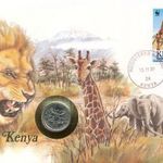 Kenya Érmés boríték bélyeggel. fotó