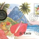 St.Lucia Érmés boríték bélyeggel. fotó