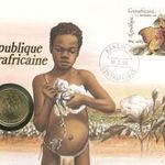Közép-Afrikai Köztársaság Érmés boríték bélyeggel. fotó