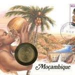 Mozambik Érmés boríték bélyeggel. fotó