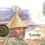 Lesotho Érmés boríték bélyeggel. fotó