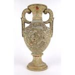1R382 Bernard Bloch : Antik vadászjelenetes terrakotta váza 31 cm XIX. század fotó