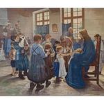 1H351 Schütz Lajos Uhde Frigyes után hatalmas antik keretezett gobelin (1936-1938) 250 x 165 cm fotó