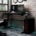 fekete LED-es Z-lábú gamer asztal 90 x 60 x 75 cm fotó